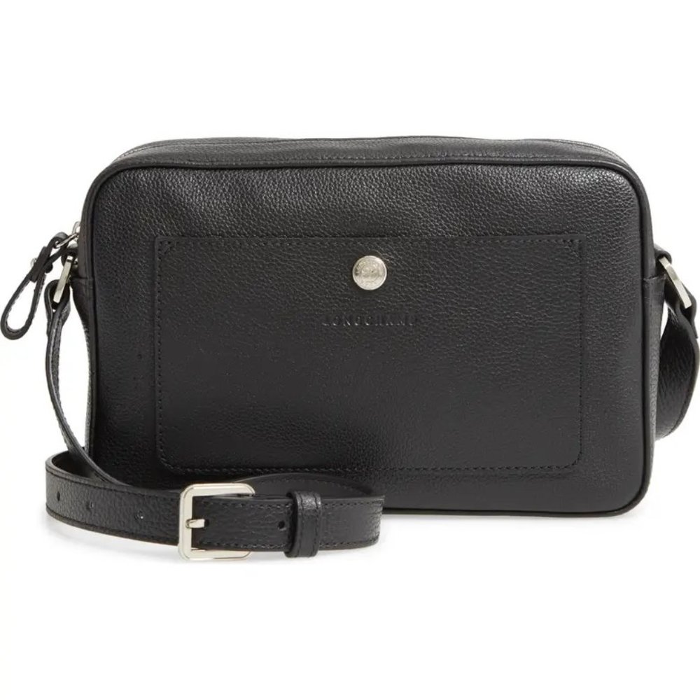 NWT LONGCHAMP Le Foulonne Leather Camera Crossbody Bag BLACK 100% AUTHENTIC!